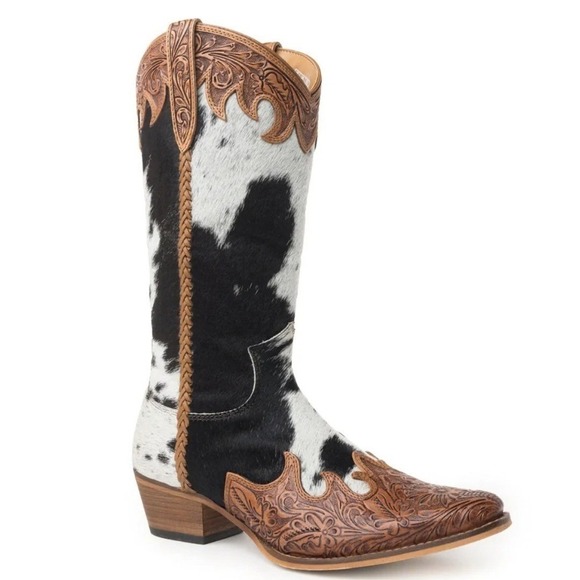 Myra Bag Adelaide Hair On Hide Tooled Leather Western Cowboy Boots Size 9 NWT - Picture 3 of 10